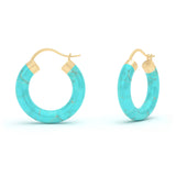 Turquoise Hoop Earrings, 18K Yellow Gold