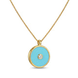 Turquoise and Diamond in 18K Gold or Silver Pendant