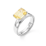 Octagon Yellow Sapphire and Diamond Eternity Ring, Platinum