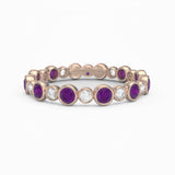 AMETHYST & DIAMOND BEZEL SET ETERNITY RING