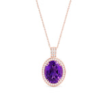 Oval Amethyst & Diamond Necklace