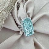 Octagon Aquamarine and Diamond Cocktail Ring, Platinum