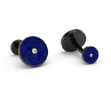 Lapis Lazuli and Diamonds Round Cufflinks, 18K Yellow Gold