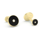 Onyx & Diamond Round Cufflinks