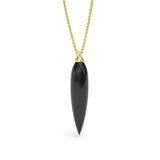 Black Agate and Diamond Spike Pendant, 18K Gold