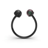 CABOCHON BLACK TOURMALINE, DIAMOND & PEARL Ring