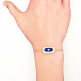 Lapis Lazuli & Diamond Talisman Charm Textured Bracelet, Silver or 18K Gold