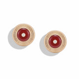 Carnelian & Diamond Talisman Stud Earrings
