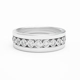 Round Diamond Bezel Set Eternity Ring, 18K White Gold or Platinum