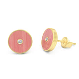 Coral and Diamond Amulet Stud Earrings, 18K Yellow Gold