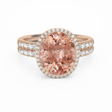 Oval Morganite and Diamond Engagement ring 18k rose gold