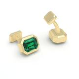 Octagon Emerald Cufflinks, 18K Yellow Gold