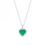 Heart Emerald & Diamonds Necklace, 18K White Gold