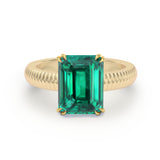 Emerald Claw Set Solitaire Engagement Ring, 18K Yellow Gold