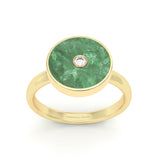 Jade and Diamond Amulet Ring, 18K Yellow Gold