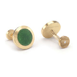 Jade and Diamonds Round Cufflinks, 18K Gold