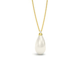 White Agate and Diamond Teardrop Pendant, 18K Gold