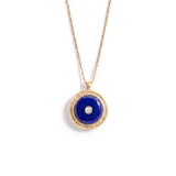 Lapis Lazuli and Diamond Talisman Pendant, 18K Textured Gold