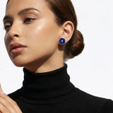 Lapis Lazuli and Diamond Amulet Stud Earrings, 18K Gold