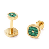 Malachite Cushion Cufflinks, 18K Gold