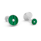 Malachite & Diamond Round Cufflinks