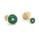 Malachite and Diamonds Round Cufflinks, 18K Yellow Gold