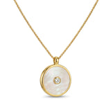 Mother of Pearl and Diamond Amulet Pendant, 18K Gold