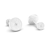 Mother of Pearl and Diamonds Round Cufflinks, 18K White Gold