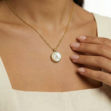 Mother of Pearl and Diamond Amulet Pendant, 18K Gold