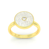 Mother of Pearl and Diamond Amulet Ring, 18K Gold