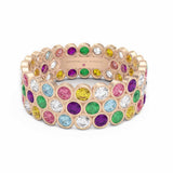 Rainbow Multicoloured Gemstones Triple Row Eternity Ring,18K Rose Gold