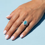 Pear Neon Paraiba Tourmaline & Diamond Ring, 950 Platinum on model