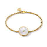 Mother of Pearl and Diamond in 18K Gold or Silver Bracelet
