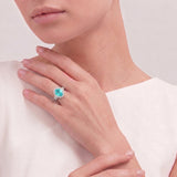 Oval Neon Paraiba Tourmaline & Diamond Engagement Ring, Platinum