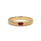 Raw Ruby Solitaire Ring in Textured 18ct Gold