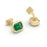 Octagon Emerald Cufflinks, 18K Yellow & White Gold