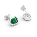 Octagon Emerald Cufflinks, 18K Yellow & White Gold