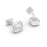 White Sapphire Octagonal Cufflinks, 18K White Gold
