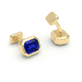 Octagon Blue Sapphire, 18K White & Yellow Gold