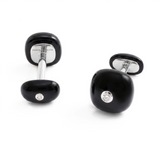 Cabochon Onyx and Diamonds Cufflinks, 18K Yellow Gold