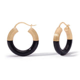 Onyx Hoop Earrings, 18K Gold
