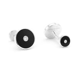 Onyx and Diamonds Round Cufflinks, 18K Yellow Gold