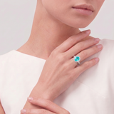Oval Neon Paraiba Tourmaline & Diamond Engagement Ring, Platinum