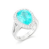 Pear Neon Paraiba Tourmaline & Diamond Ring, 950 Platinum