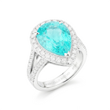 Pear Paraiba Tourmaline & Diamond Halo Ring