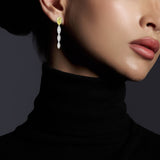 pear yellow diamond and marquise drop dangle earrings in platinum