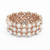 Diamond and Pearl Triple Row Bezel Set Eternity Ring, 18K Rose Gold