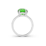 Cushion Peridot and Diamond Engagement ring - 18k white gold