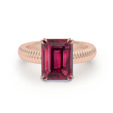Pink Tourmaline Solitaire Engagement Ring, 18K Rose Gold