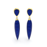 Lapis Lazuli and Diamond Drop Spike Earrings, 18K Gold